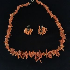 Vintage Corral Necklace & Matching Earrings